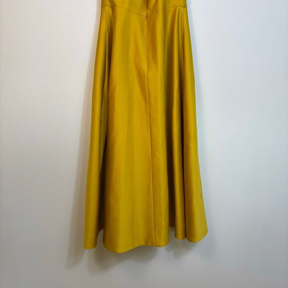 Anthropologie BHLDN Shelby A Line Midi Dress Size 2 Satin Yellow Wedding Formal - Picture 6 of 14